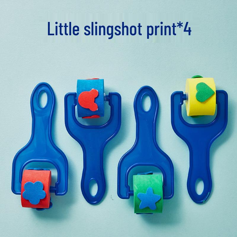 Kid's Sponge Stamp Ink Pad and Roller Set for Painting and Drawing