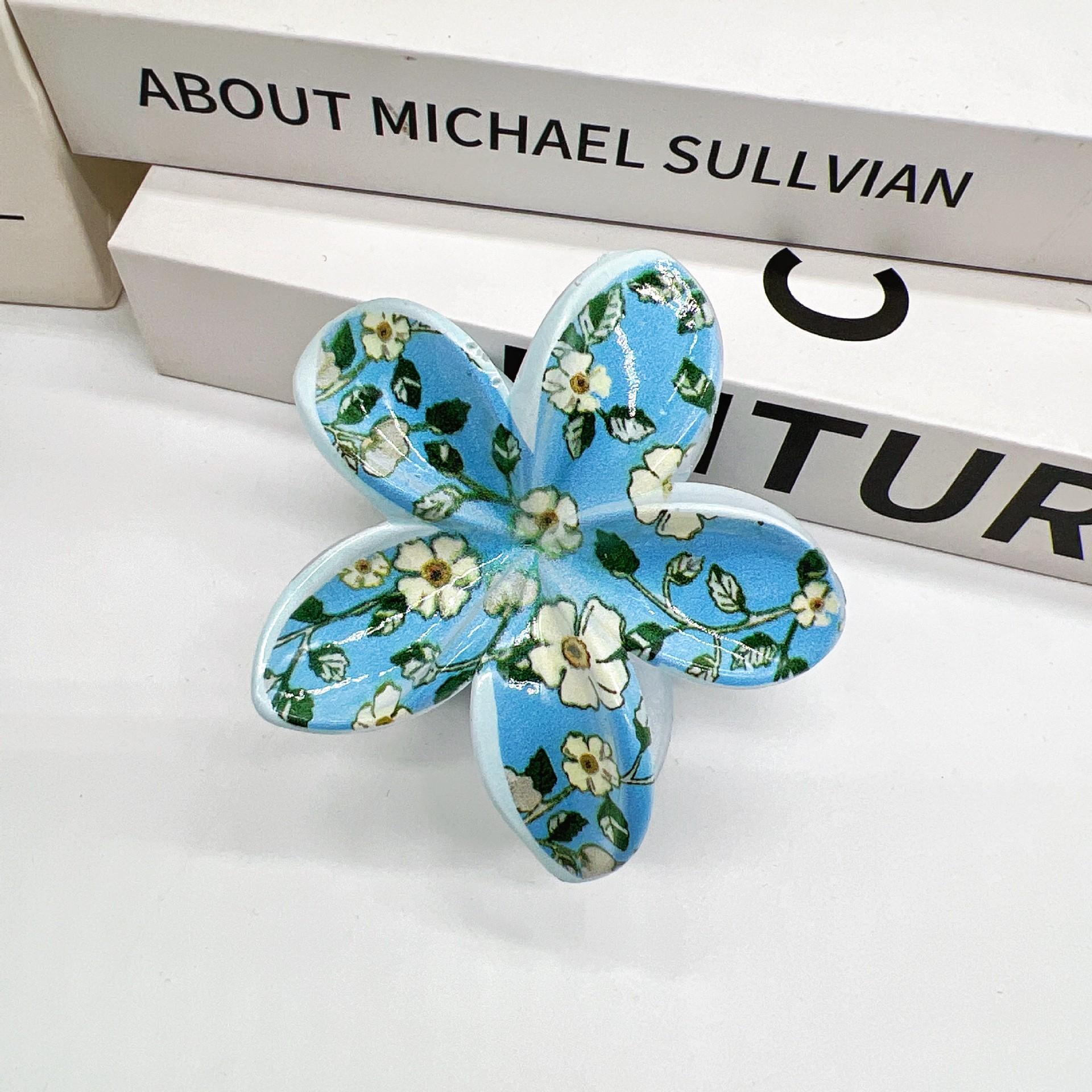 Plumeria Gradient Color Pattern Hair Clip 1pc One Size