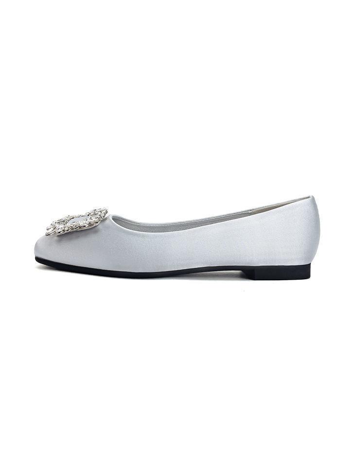 Evening Wind Ladyshoes Women's 202 Years 5 Early Autumn New Models Not Tired Feet Square Buckle Rhinestone Flats with Skirts Shallow Mouth Single Shoe
