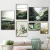 Nature Landscape Green Mountain Forest Leaf Canvas Painting Poster Nordic Art Print Wall Picture for Living Room Bedroom Decor
