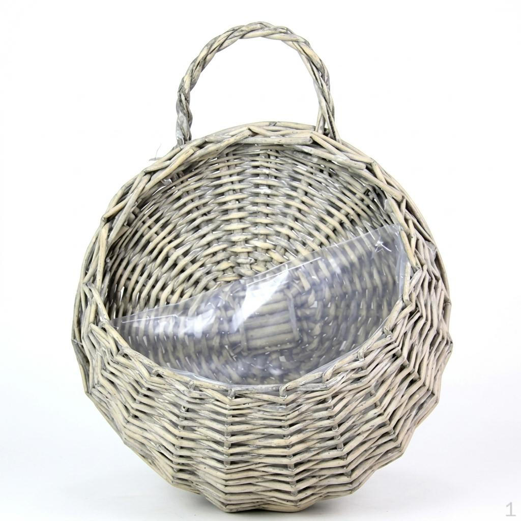 Plant Pots Hanging Basket with Wicker Style for Indoor Plants, Half Round Artificial Plants