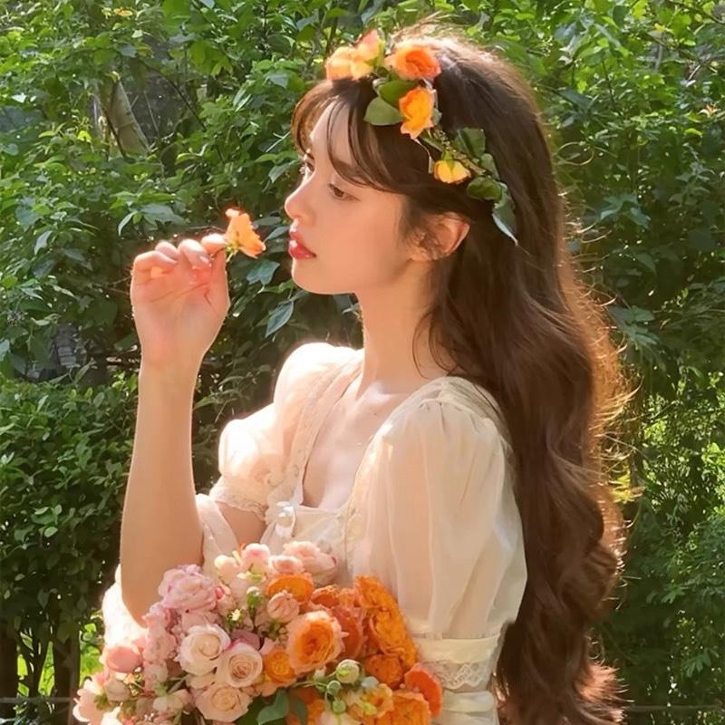 1PC Fairy Wreath Photography Props Headdress Bohemian Style Ribbon Headband Forest Series Headpiece Floral Wreath