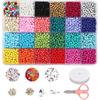 DIY Clay Beads Bracelet Making Kit Seed Beads Kit for Friendship Jewelry Making,Polymer Heishi Beads with Charms Gifts