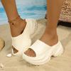 Fashion New Women's Slippers 2025 Summer Solid Round Toe Platform Beach Slippers Light Sandals Outdoor Casual Slippers Women