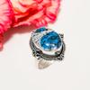 K2 Blue Azurite - Pakistan 925 Sterling Silver Ring V4560, Gray & Blue Ring, Oval Ring, Valentin's Day Gift, Gift For Her, Birthday Gift, Handmade Jew