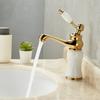 Gold Bathroom Faucet Brass and Jade Faucet Bathroom Basin Faucet Sink Mixer Tap Gold Sink Faucet Bath Basin Sink Faucet