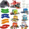 Car Wash Rail Car Set Train Scene Children Fire Station Police Station Simulation Toy  Station Bridge Wooden Train Tracks Toys