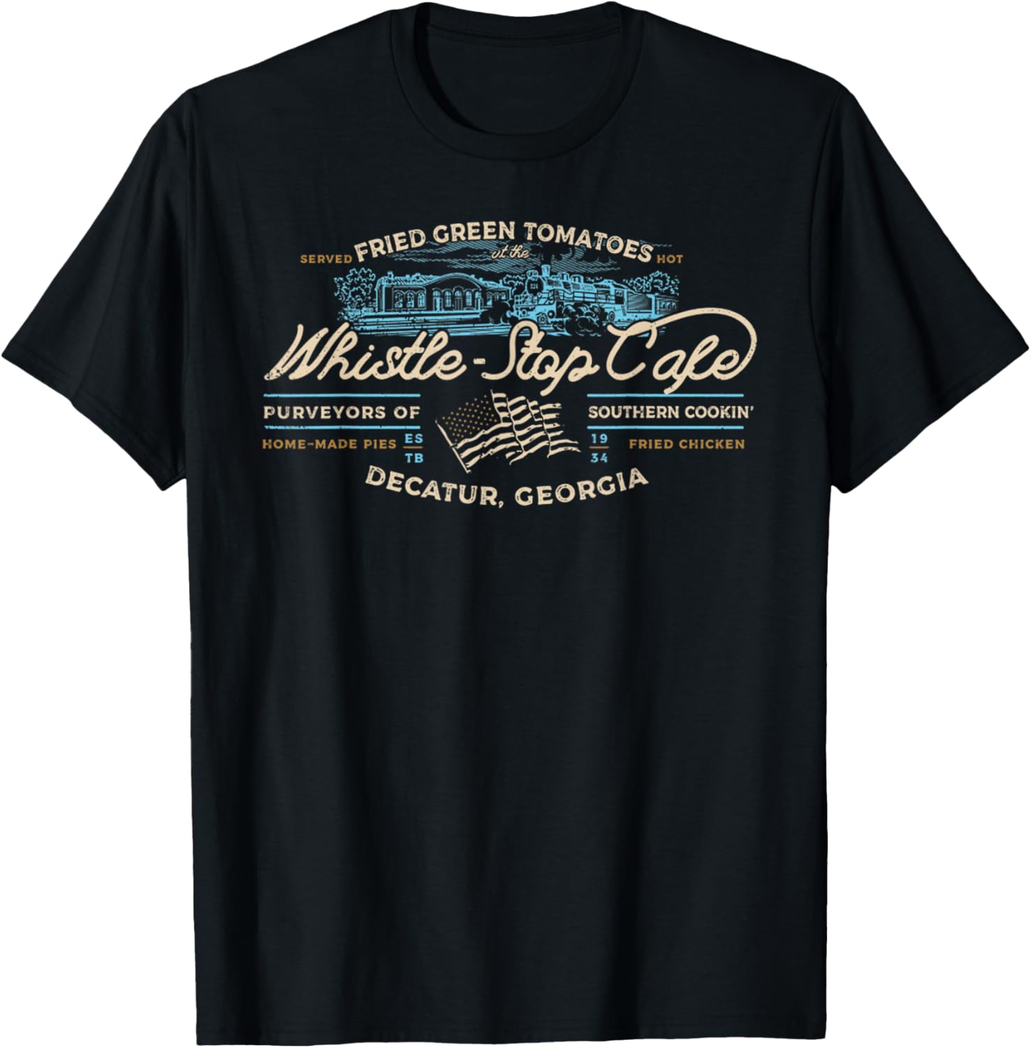 Винтажная футболка Whistle Stop Drink Coffee Cafe Food Retro Movies S разноцветный