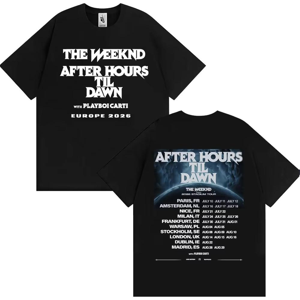 The Weeknd After Hours Til Dawn Europe Stadium Tour Tshirt Unisexs Women Fashion Hip Hop Oversized Cotton T Shirt Streetwear L