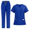 Damen V-Ausschnitt Kurzarm Kasack-Uniform Set mit Oberteil und Hose