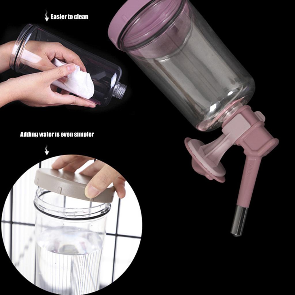 490ml Hanging Pet Water Bottle with 360 Degree Rotatable LeakProof Spout for Small Dog Cats Indoor Outdoor Kennel Use
