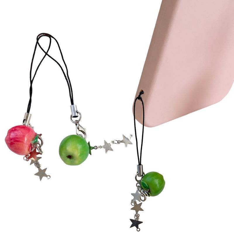 Cute Miniature Apples And Star Keychain For Girls Stylish Keyring Accessory For Backpack Or Phone Accessories
