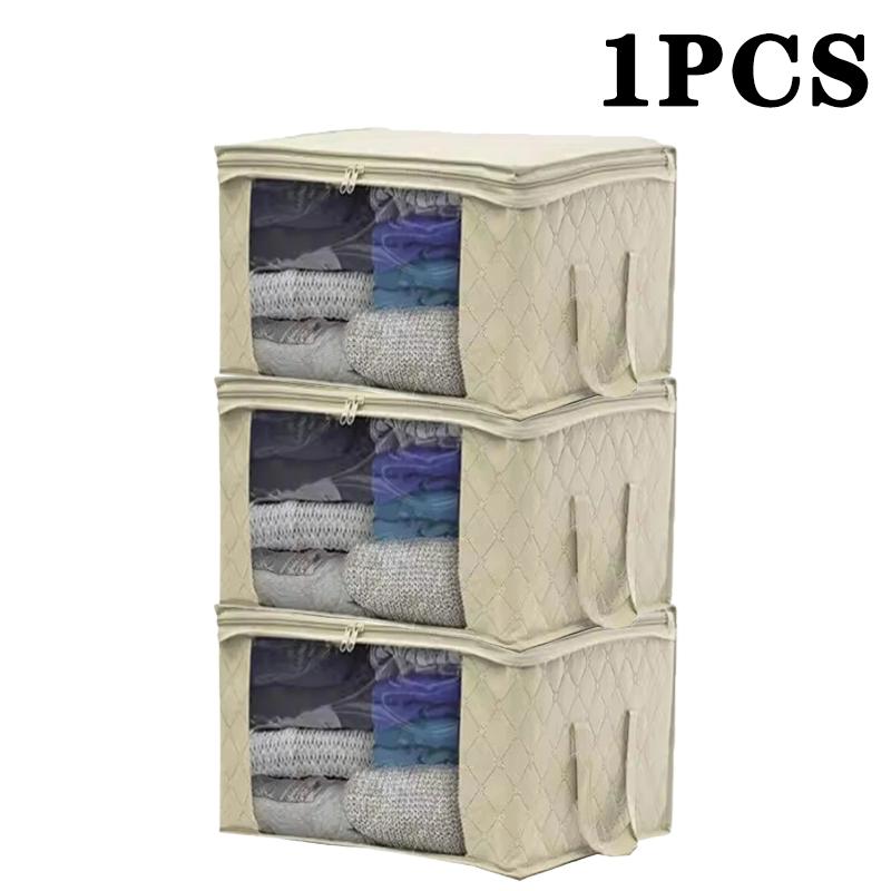 1-5PCS Folding Quilt Storage Bag Large Capacity Nonwoven Clothes Storage Bag Sealed Dustproof Storage Bag Clothes Organiser Box