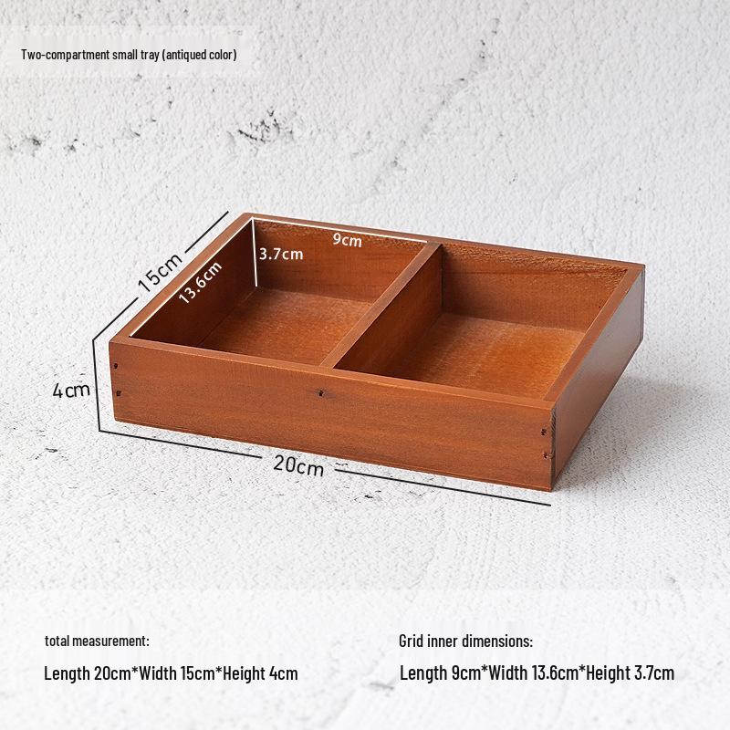 Retro Wooden Multi-Grid Desktop Storage Box and Display Tray