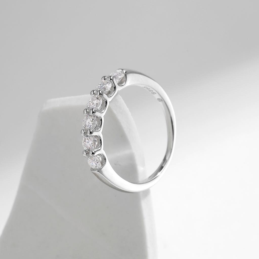 D Color VVS1 EX Round Moissanite Ring 925 Sterling Silver Eternity Bands Rings Women Wedding Engagement Luxury Jewelry