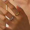 Anello da Dita da Donna a Forma di V Curvo Geometrico Vestibilità Regolabile Anello Aperto Acciaio Inossidabile Texture Design Architettonico Effetto Snellente Anello Impilabile