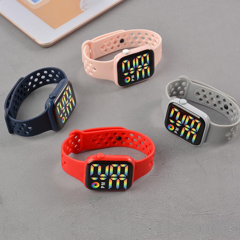 Y1LED Digital Rainbow Display Sport Watch with Large Screen and Button Movement for Men and Women