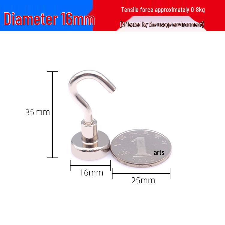 Strong Neodymium Magnet Hook, Hole-Free, Industrial-Grade for Refrigerator