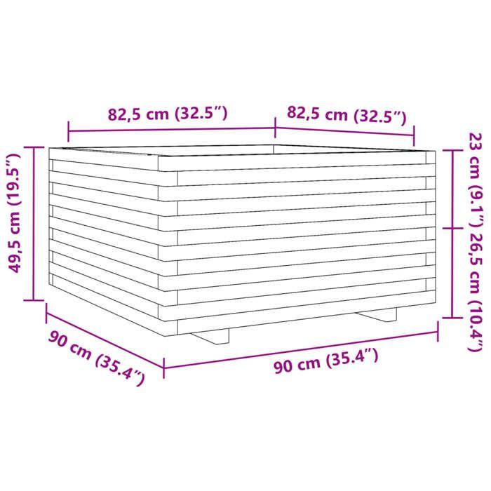 VidaXL Planter White 90x90x49.5 Cm Solid Pine Wood, Outdoor Planter, Flower Box, Tomato Planter, Planter of 3282535