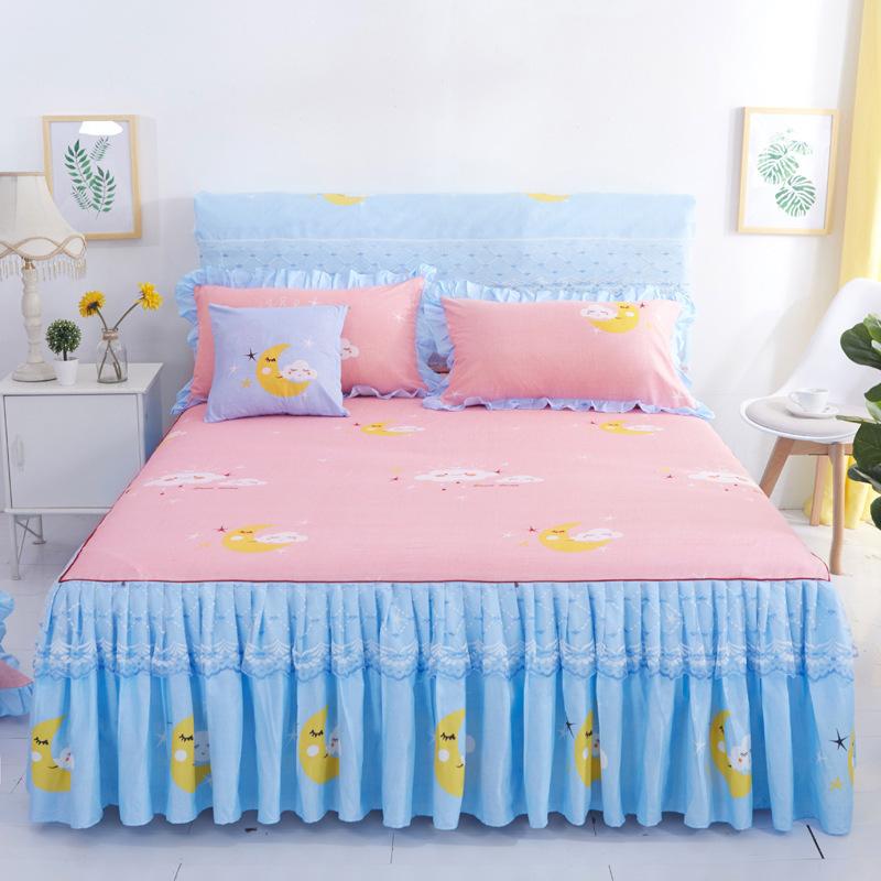 Fashion Lace Bedspread Soft Sanding Bed Skirt Queen Twin King Size Fitted Sheet Double Layer Ruffle