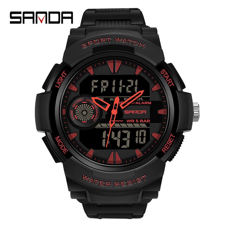 Sanda Youth Dual Display Waterproof Luminous Sports Watch - Trendy Electronic Wristwatch