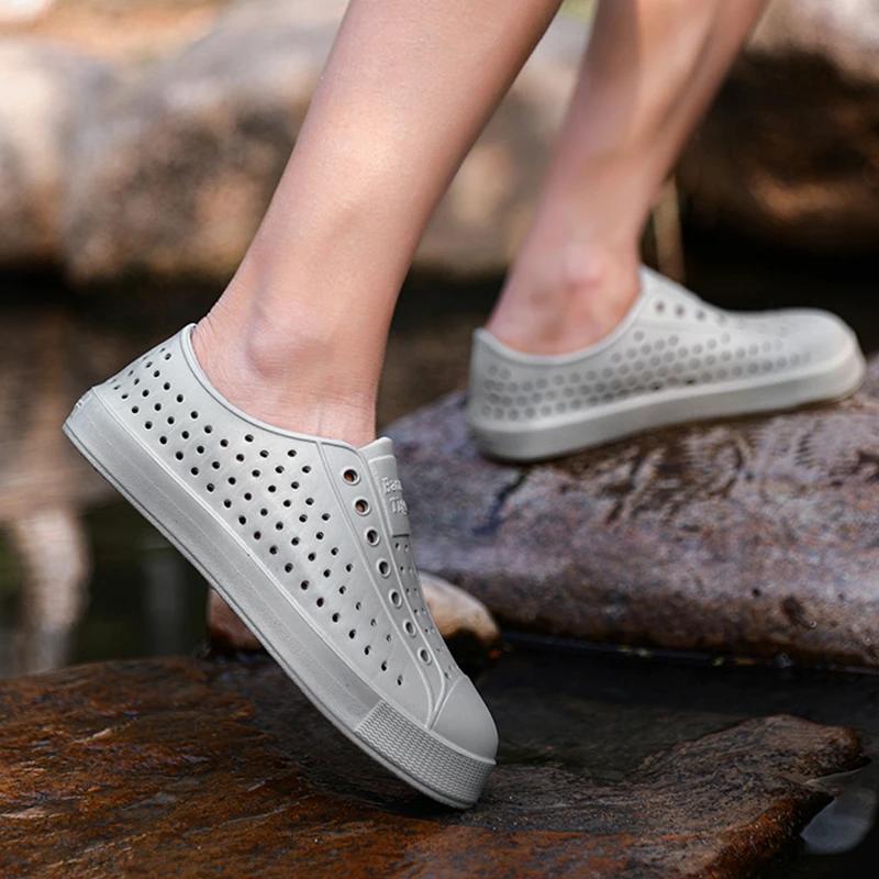 New Solid Color Simple And Comfortable Hole Shoes Summer Hollow Breathable Casual Shoes Outdoor Daily Commuting Non Slip Sandals