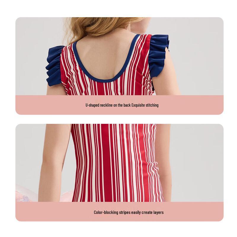 ASK JUNIOR Dziewczęcy Czerwony Jednoczęściowy Strój Kąpielowy Spódniczka Treningowa