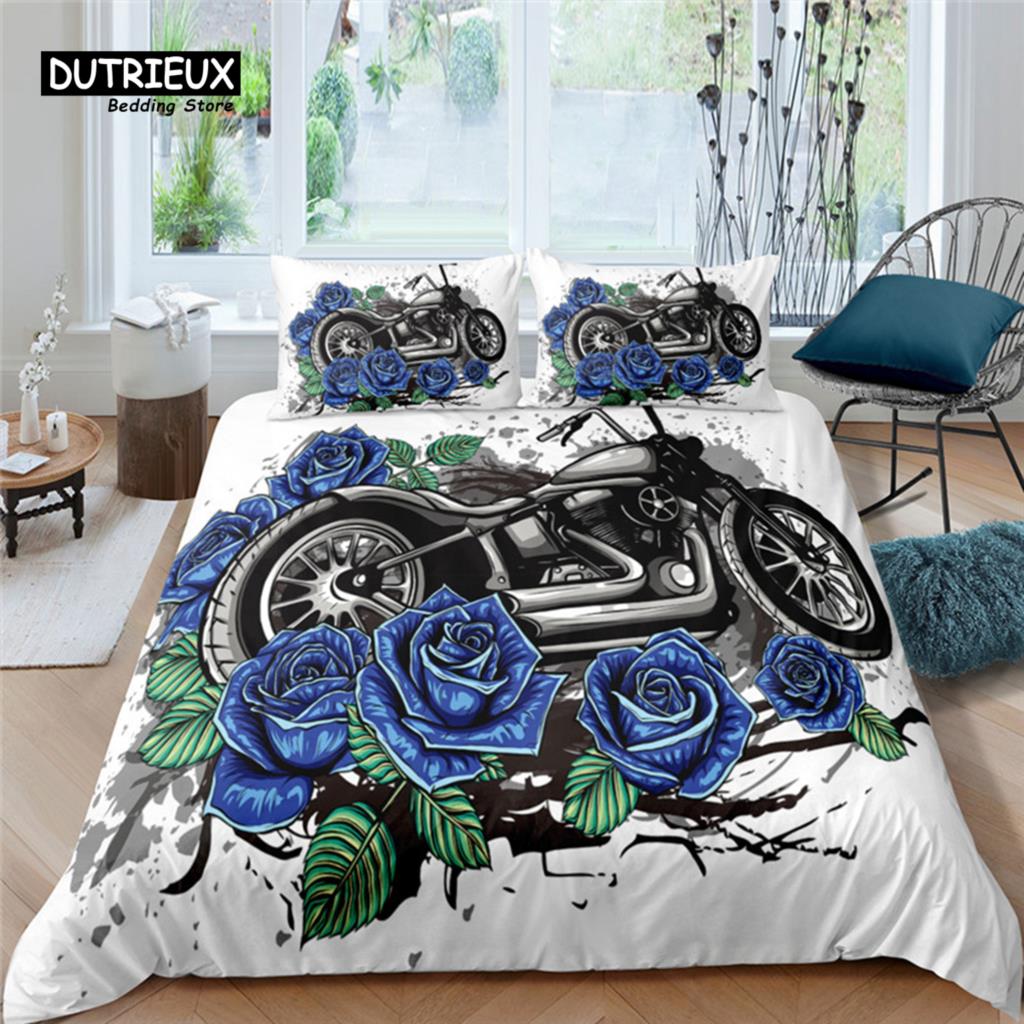 Home Living Luxus 3D Motorrad Bettwäsche Set Komfortable Bettbezug Set Kinder Bettwäsche Set Queen und King EU/US/AU/UK Größe