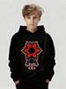 Sudadera con Capucha Negra Casual Infantil Estampado Caníbal Oscuro y Bizarro para Niños y Niñas en Otoño e Invierno
