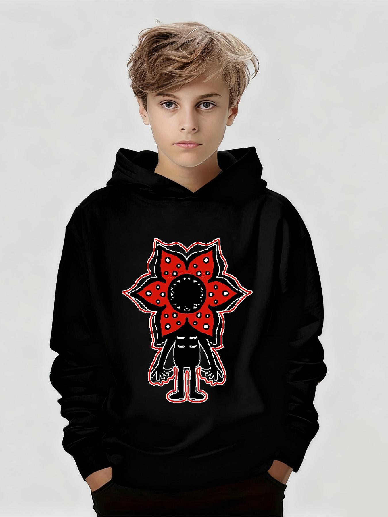 Dark And Bizarre Cannibal Print Children s Casual Black Hooded Sweatshirt Sweatshirt for Boys and Girls in Autumn and Winter 100
