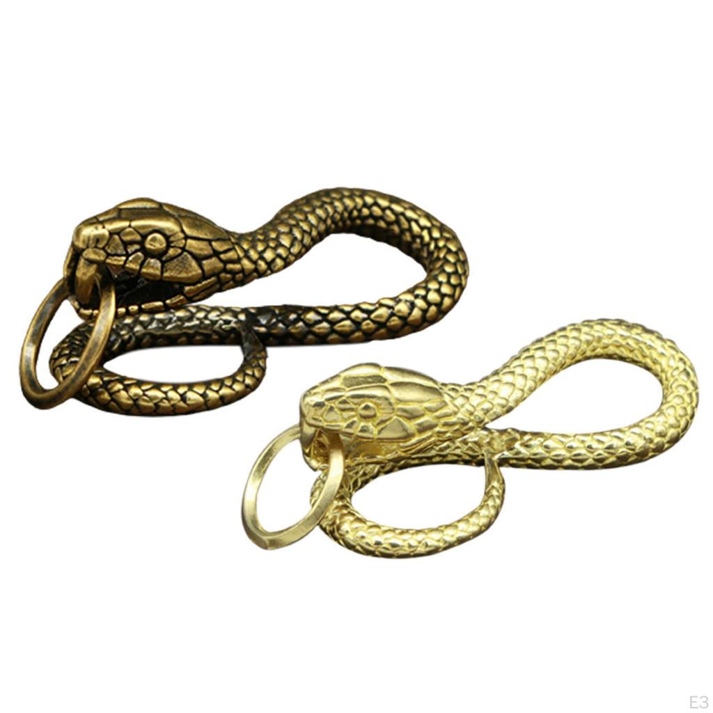 Brass Snake Keychains Animal Pendant Key Rings for Necklace Jewelry Making