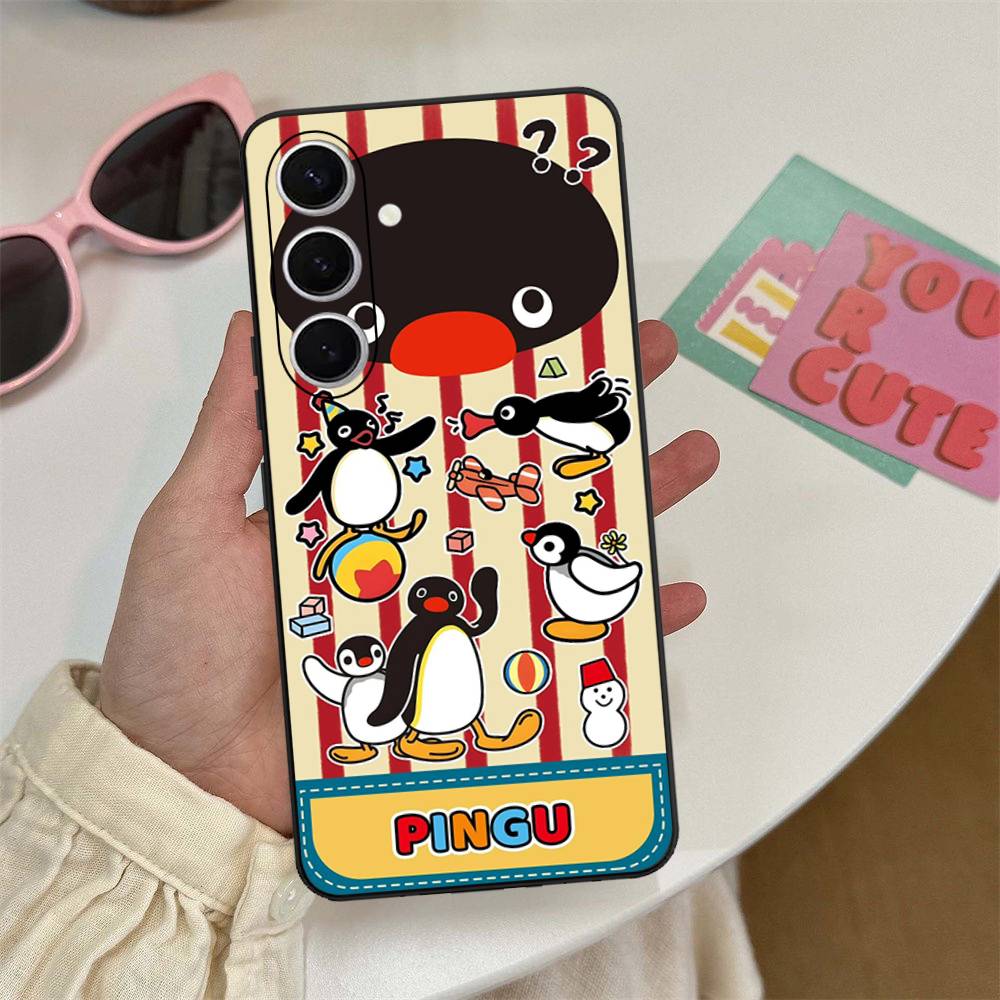Funny Cartoon P-Pingu Phone Case For Samsung S 24 Fe 25 Ultra Plus 20 Lite 21 30 22 23 24 22 Ultra 5G Fundas