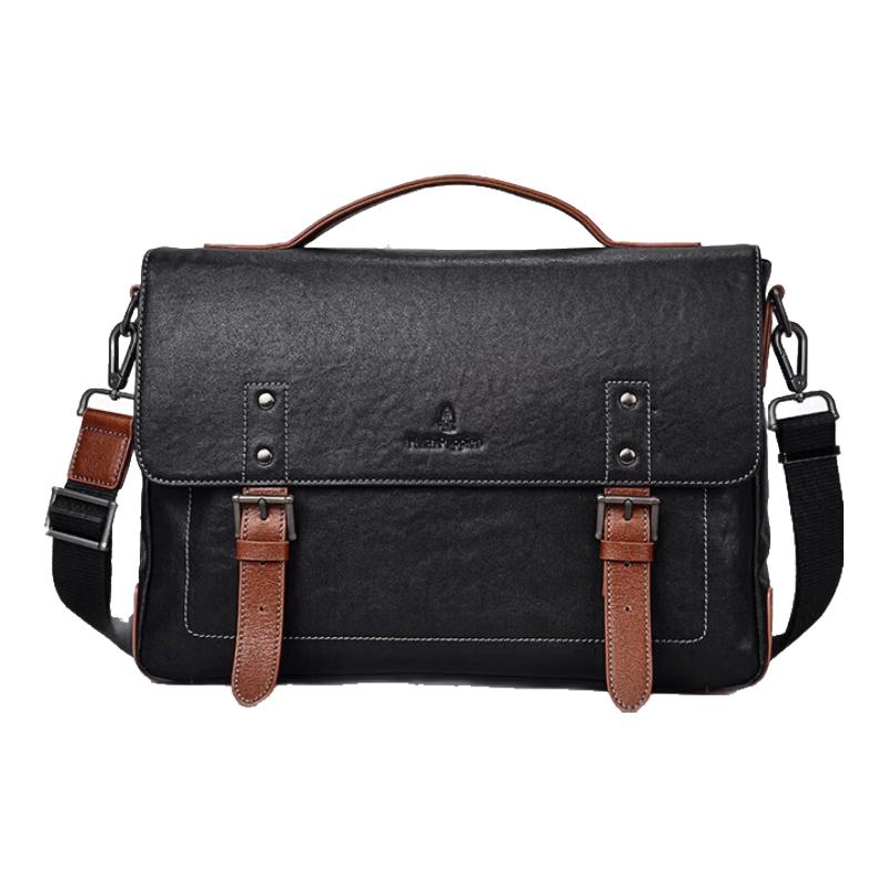 Мужская кожаная деловая сумка-портфель Hush Puppies в ретро-стиле