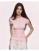 White shoulder short sleeved T-shirt for women, Lyocell summer solid color base, versatile round neck slim basic T-shirt top for women
