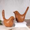 Nordic Style Wooden Grain Bird Sculpture Minimalist Resin Statue Ornament for Home, Bedroom, Living Room Decoration