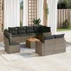 Vidaxl 9-Cz. Garden Furniture Set With Cushions, Grey, Poly Rattan