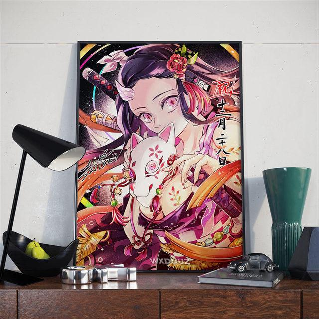 Japanese anime poster, demon killer, family bar, cafe, decorative art painting, interior poster