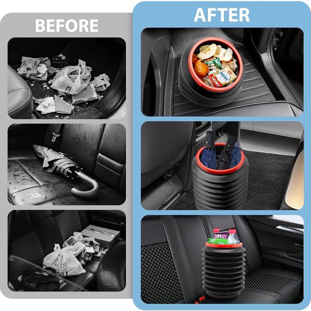 1pc Telescopic Car Garbage Can, Expandable Storage Bin with Leak-Proof Liner, Space Saving for Trash & Wet Umbrellas