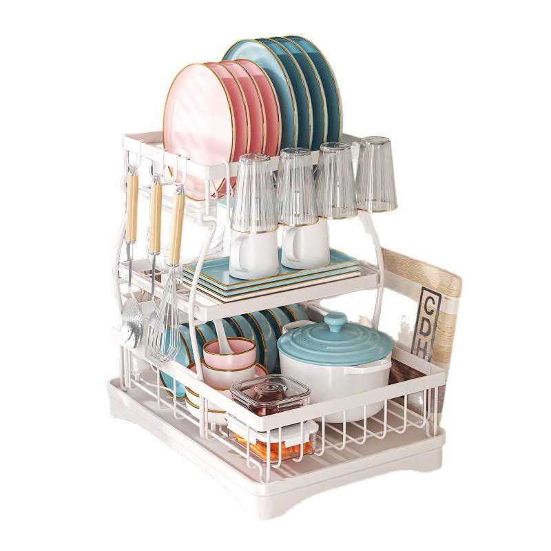 Stainless Steel Dish Drying Rack Kitchen Sink Countertop Modern Minimalist Utensil Organizer With Drainage Tray