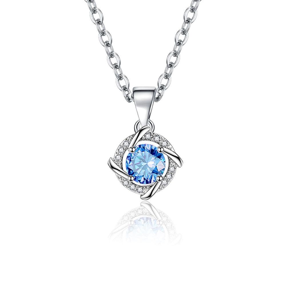 Women's Jewelry Set, Necklace Earrings Bracelet, S925 Silver Plated, Blue, 3 Pieces