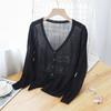 Eis Seide Dünn Gestrickt Damen Cardigan Frühling Sommer Koreanischer Stil V-Ausschnitt Locker Alles Passend Einreihig Sonnenschutz Oberbekleidung