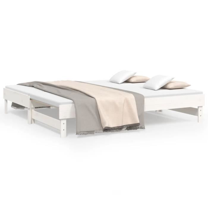 823395 vidaXL Trundle Bed White 2x(75x190) Cm Solid Pine Wood