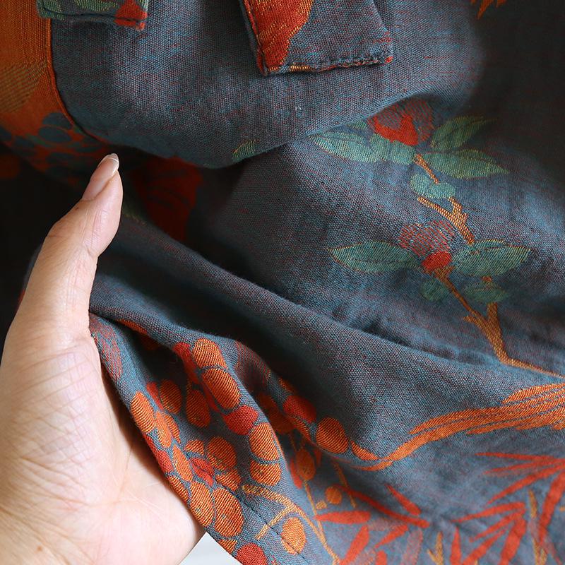 Dámská retro žakárová bavlněná yukata: Lehká jarní/podzimní noční košilka a pyžamo ve stylu kimona.