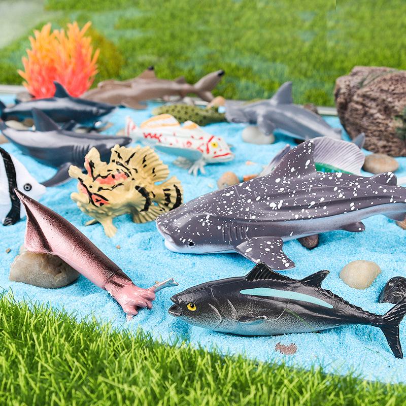 Children's Early Education Ocean Fish Model Toy: Megalodon, Whale Shark, Tuna