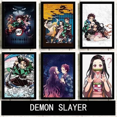 Japon Popüler Anime Demon Slayer Aile Duvar Sanatı Dekorasyon Poster Çocuk Odası Dekorasyon Duvar Sticker Tuval Malzeme