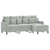3 Seater Sofa with Footstool Light Grey 180 Cm Velvet