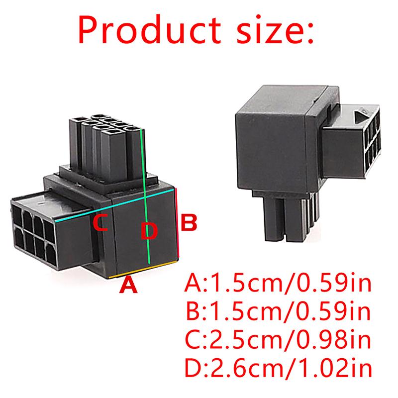 Placa-mãe Cpu 8Pin Conector de direção hidráulica 8Pin Adaptador de 90 graus Interface de energia Cabeça de direção