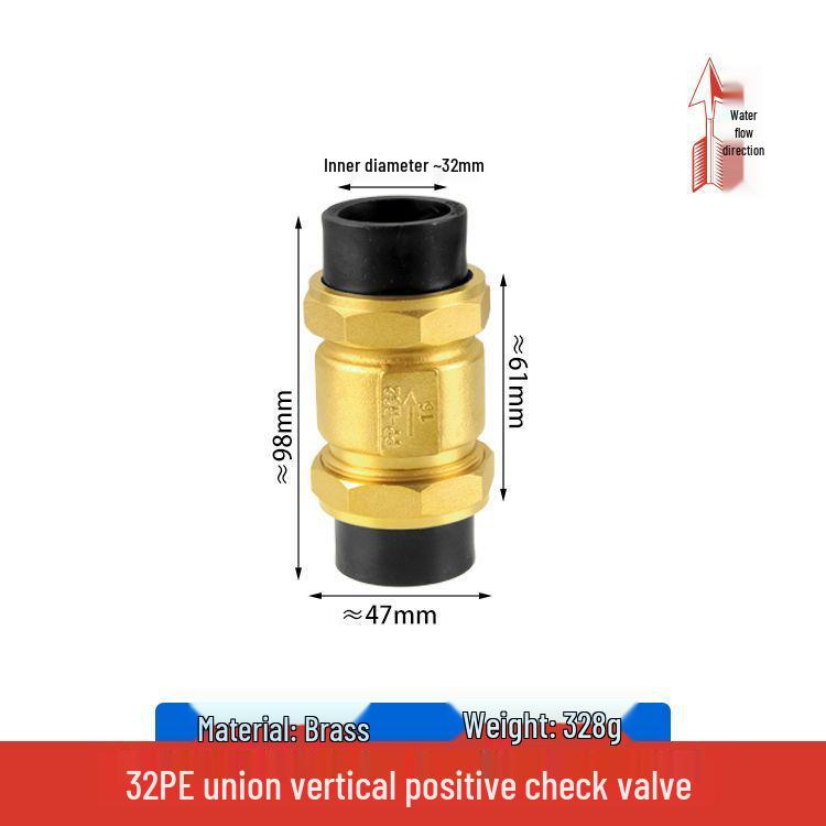 Copper Horizontal Bathroom Double Backflow One-Way Check Valve, Household Water Pipe Fittings, Non-Return Valve, 4/6 inch (DN20/25).