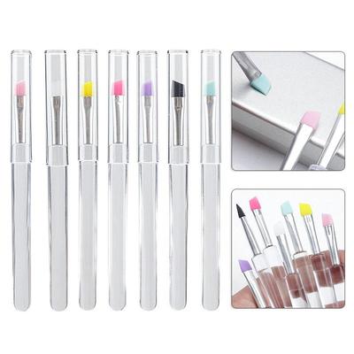 Silikon Schräg-Lippen- & Lidschattenpinsel-Set - Tragbar, Staubdicht, Transparente Abdeckung