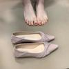 Fashion 2025 New French Temperament Pointed Toe Shallow Mouth Design Single Shoes Elegant Commuting Splicing